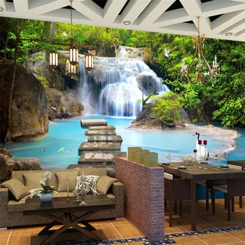wellyu Water wealth водопад 3D пейзажный фон настенная живопись на заказ большие настенные обои papel de parede para quarto