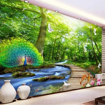 wellyu Индивидуальные большие фрески креативное украшение дома лес водный пейзаж 3D фон настенная бумага parede quarto