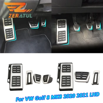 Автомобильные педали Zeratul из нержавеющей стали, защитные накладки на педаль газа и тормоза, запчасти для Volkswagen VW Golf 8 MK8 2020 2021 LHD AT MT