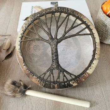 Алхимический Лунный барабан, поделки ручной работы, Модный шаманский барабан, Дерево жизни, инструмент для исцеления звуком для духовной музыкальной медитации