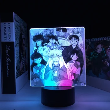 Аниме Inuyasha Group Светодиодный ночник, двухцветная лампа для подарка на День рождения, декор спальни, 2 цвета, красочная манга, дистанционная светодиодная лампа