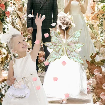Белая корзина для девочек-цветочниц, шелковая свадебная корзина для невесты/детей, Ручные крылья бабочки, украшения для дня рождения, свадьбы.