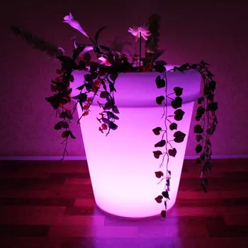 Беспроводной RGB Цветочный Горшок На Открытом Воздухе В Помещении Дистанционное Пластиковое Украшение Сада Цветочная Ваза LED Light Multi Color Changing Light Planter