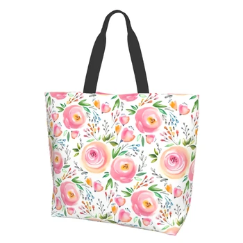 Большая сумка-тоут с акварельным цветочным рисунком-стильная сумка через плечо, повседневные сумки для работы, спортзала, пляжных путешествий