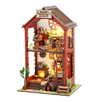 Большой дом Миниатюрный кукольный домик своими руками Модель здания Японская Вилла Деревянный Кукольный дом с мебелью Сборные Игрушки Рождественские подарки
