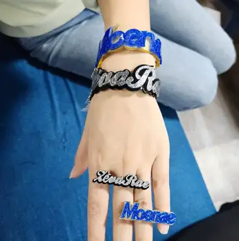 Браслет с пользовательским именем VishowCo, Набор кубинских цепочек, Персонализированные Именные браслеты для женщин