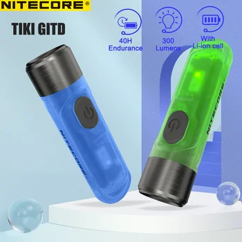 Брелок NITECORE TIKI GITD Светло-Синий/Зеленый 300 Люмен OSRAM P8 LED USB Перезаряжаемый Мини-Фонарик С Батареей Открытый Фонарик