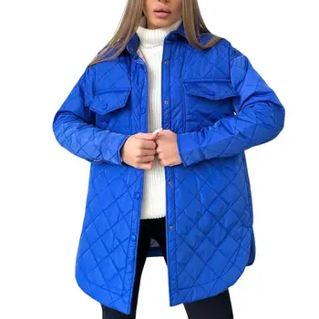 Верхняя одежда Шикарное женское пуховое пальто с отложным воротником, свободное женское пуховое пальто, кардиган для улицы