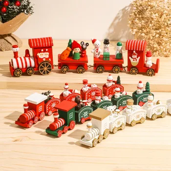 Веселого Рождества Деревянный поезд Орнамент Рождественское украшение для дома Подарок Санта Клауса Natal Navidad Noel 2022 Новогодний Рождественский декор