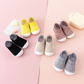 Весенне-осенняя детская обувь для ходьбы, мужская / женская детская обувь на мягкой подошве, Детская обувь из сетки, тонкие туфли, Нескользящие носки, обувь
