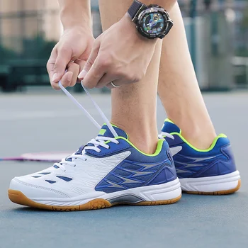 Весенние новые брендовые синие мужские теннисные кроссовки, профессиональная нескользящая обувь для бадминтона, мужская легкая волейбольная обувь размера плюс 48, мужская обувь для волейбола