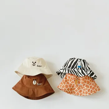 Весенняя панама с мультяшными животными для мальчиков и девочек, унисекс, повседневная универсальная шляпа рыбака, солнцезащитная кепка