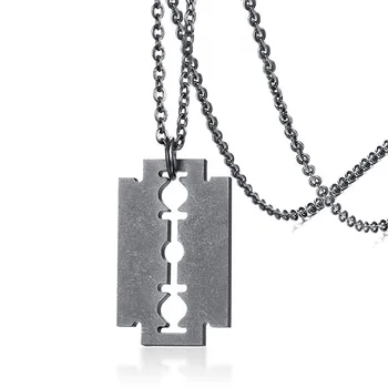 Винтажное ожерелье с лезвием бритвы в стиле стимпанк для мужчин, ожерелья в форме бритвы из нержавеющей стали, подвески, мужские украшения в стиле панк-рок
