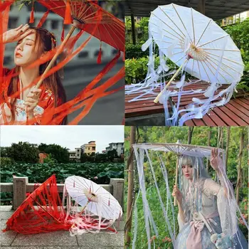 Винтажный женский зонт из шелковой ткани В японском стиле, зонты для танцев с вишней, Декоративный китайский старинный зонт из масляной бумаги