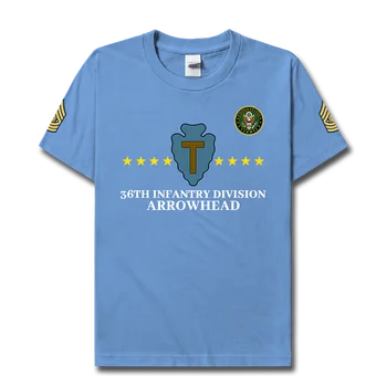 Вооруженные силы США, 36-я пехотная дивизия США, тактическая военная мужская футболка, новая летняя хлопковая спортивная мода с коротким рукавом