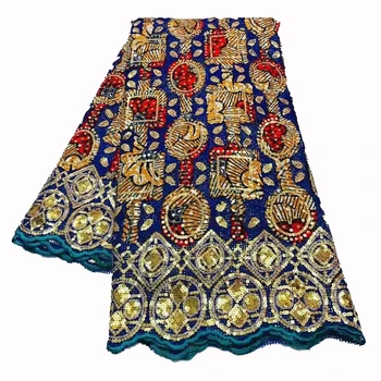 Высококачественная роскошная африканская ткань с пайетками, французская клетчатая сетчатая ткань, кружевная вышивка, печать свадебных платьев, одежда из ткани с пайетками