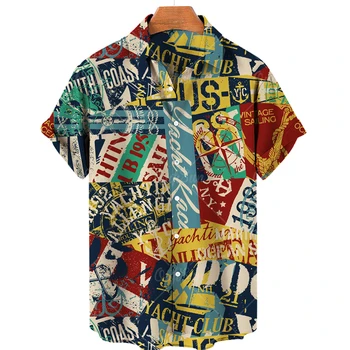 Гавайские рубашки с коротким рукавом, мужская и женская одежда, Трендовый лацкан с рисунком Перри, Топы Унисекс Оверсайз 5XL