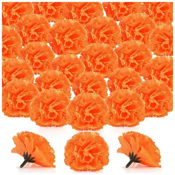 Головки цветов календулы оптом, 100шт Головки искусственных цветов для гирлянд, искусственные цветы из шелка календулы, оранжевый