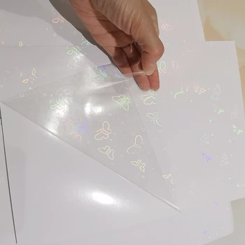 Голографическая Маленькая Бабочка Фольга Клейкая Лента Для Ламинирования На Бумаге Пластик 50 Листов 210 x 297 ММ Цветная Карточка DIY Package