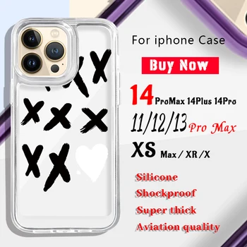 Горячий Простой Черный Прозрачный Чехол X Love Для Iphone 11 12 13 Pro 14 Plus XS Max X XR С Мягкой Рамкой И Бампером, Акриловый Чехол, Противоударный Чехол