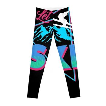 Давайте кататься на лыжах в стиле ретро 80-х, лыжная одежда, винтажные леггинсы для катания на лыжах, леггинсы для женщин, тренажерный зал