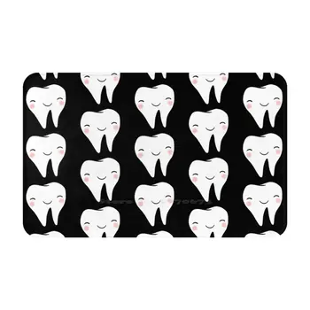 Дверной коврик Happy Tooth (черный), коврик для ног, домашний коврик Happy Teeth, Забавные зубы, забавный стоматолог, милые иллюстрации, молочные зубы, зуб