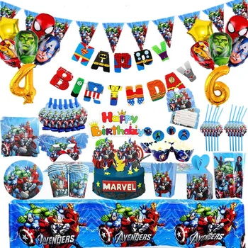 Декор вечеринки по случаю Дня рождения Disney Avenger Captain America Одноразовая посуда, Скатерть, Чашка, Тарелка, Декор для душа ребенка, Воздушные шары, Баннер