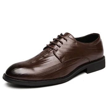 Деловая мужская обувь больших размеров, мужские модельные туфли из спилка, оксфорды, официальная обувь в британском стиле на шнуровке