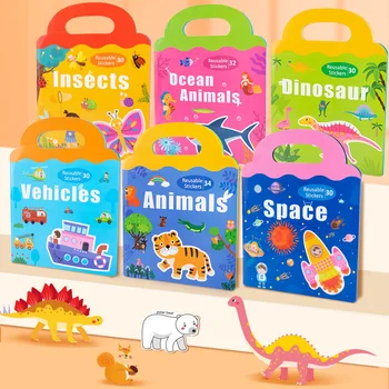 Деревянные детские 6 видов магнитных книг-головоломок для маленьких детей, познавательные игрушки для сращивания