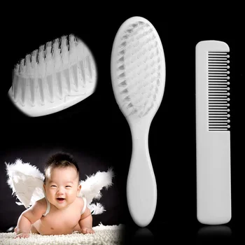 Детская щетка для волос и расческа из 2 предметов белого цвета, мягкая и нежная, для младенцев и малышей первой необходимости