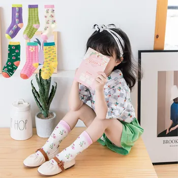 Детские носки, милые чулки с цветочным рисунком, модные носки с героями мультфильмов для девочек, дышащие хлопчатобумажные носки для малышей, розовые сетчатые гольфы для малышей
