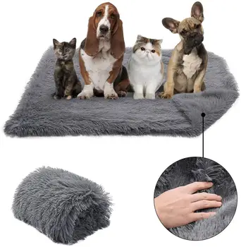Длинное плюшевое одеяло для домашних собак, портативное квадратное одеяло для домашних животных двойной толщины, мягкий тонкий коврик для собак