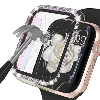 Для Apple Watch чехол с защитной пленкой из закаленного стекла серии SE/6/5/4 40 мм 44 мм для iwatch чехол женский бампер с защитой от царапин