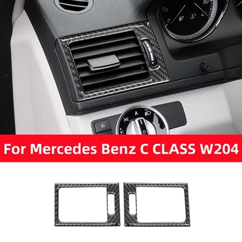 Для Mercedes Benz C Class W204 2007-13 Автомобильные Аксессуары Центральное Управление Розеткой Кондиционера Декор Рамки Наклейки Из Углеродного Волокна