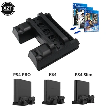 Для PS4 Slim/PRO Двойное Зарядное Устройство Зарядная Станция с Охлаждающим Вентилятором Кулер для SONY Playstation 4 Slim/Pro Контроллер Вертикальная Подставка