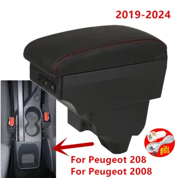 Для Peugeot 208 Коробка для подлокотника для автомобиля Peugeot 2008 Коробка для подлокотника 2019 2020 2021 2022 2023 Коробка для хранения дооснащения Автомобильные аксессуары USB