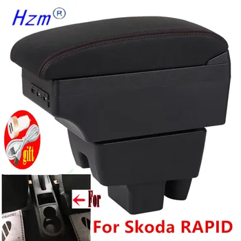 Для Skoda Rapid Коробка подлокотника для Skoda Rapid 1 Коробка подлокотника автомобиля Центральный ящик для хранения автомобильных аксессуаров Интерьер USB