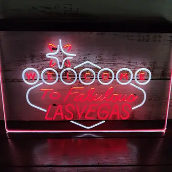 Добро пожаловать в казино Лас-Вегаса, Пивной бар, двухцветная светодиодная неоновая вывеска 
