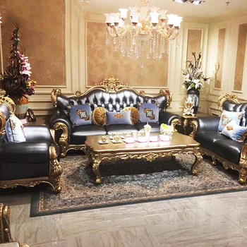 Европейская комбинация диванов 123 Французская роскошная кожа натуральное дерево кожаный диван мебель для гостиной виллы на заказ