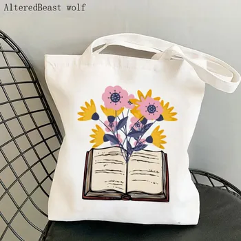 Женская сумка для покупок Лучший подарок для сумки с цветочным принтом, холщовая сумка для покупок в стиле харадзюку, женская сумка-тоут, женская сумка через плечо