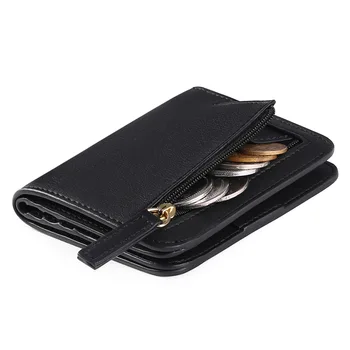Женские Rfid-зажимы для денег, блокирующие Маленький Компактный двойной Роскошный карманный кошелек из натуральной кожи, женский мини-кошелек с окошком для удостоверения личности