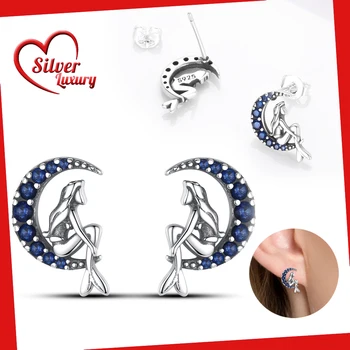 Женские серьги-кольца из стерлингового серебра 925 пробы, оригинальный дизайн, сверкающие серьги-кольца в виде хвоста Русалки Для женщин, серьги, ювелирные изделия, подарки