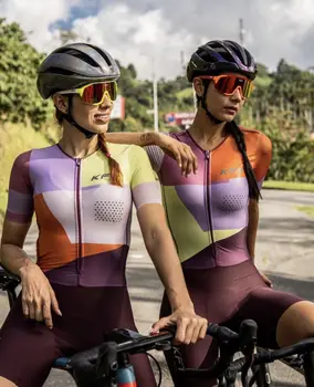 Женский спортивный костюм из джерси для велоспорта с коротким рукавом для триатлона 2023 KFT, комбинезон для велоспорта на горных велосипедах, комбинезон Sister Team