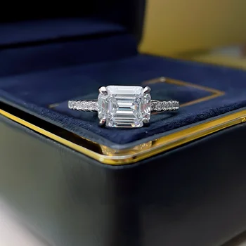 Женское кольцо с изумрудом 3 карата, бриллиантом Муассанит, серебро 925 пробы, Свадебные Модные Обручальные кольца, Изысканные ювелирные изделия