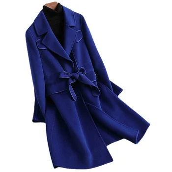 Женское шерстяное пальто Hwitex, меховая куртка из 100% шерсти, официальные женские зимние пальто для женщин, пальто HW2043