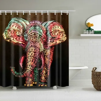 Занавески для душа с принтом Африканского Слона для ванной комнаты Frabic Водонепроницаемая Занавеска для ванны из полиэстера с крючками