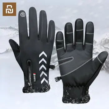 Зимние мужские перчатки Youpin, теплые велосипедные водонепроницаемые стрелки, ночное отражение, бархатные противоскользящие перчатки, женские варежки с сенсорным экраном