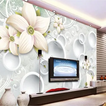 Изготовленная на заказ wellyu крупномасштабная фреска с цветами, трехмерная мягкая упаковка, ТВ-фон, флизелиновые обои для стен