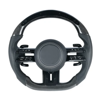 Изготовленные на заказ аксессуары для интерьера автомобиля Для новейшего рулевого колеса из углеродного волокна для Mercedes Benz AMG LED
