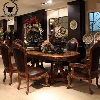 Изготовленный на заказ Обеденный стол и стул из массива американского дерева, европейская роскошная Резная мебель для столовой в стиле ретро